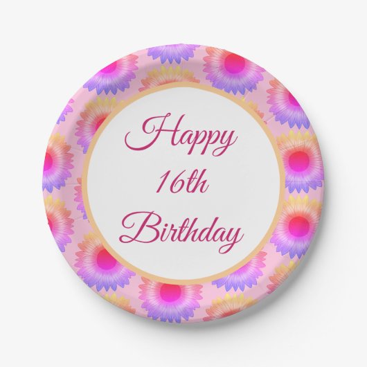 Happy 16th Birthday Paper Bord (Voorkant)