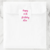 Happy 16th Birthday roze aangepaste naam Girly Cut Vierkante Sticker (Tas)