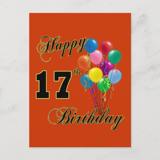 Happy 17th Birthday Design met ballonnen Briefkaart (Voorkant)