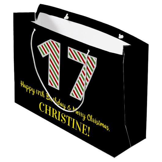 Happy 17th Birthday & Merry Kerstmis, aangepaste n Groot Cadeauzakje (Achterkant Gekanteld)