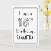 Happy 18th Birthday, Art Deco Style met aangepaste Kaart (Gele Bloem)