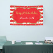 Happy 18th Birthday Banner Red Gold Glitter (Beurs)