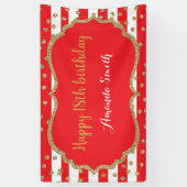 Happy 18th Birthday Banner Red Gold Glitter (Verticaal)