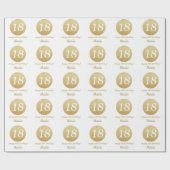 Happy 18th Birthday Gold Glitter en White Cadeaupapier (Vlak)