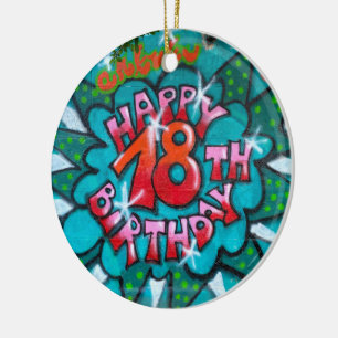 Happy 18th Birthday Graffiti Keramisch Ornament