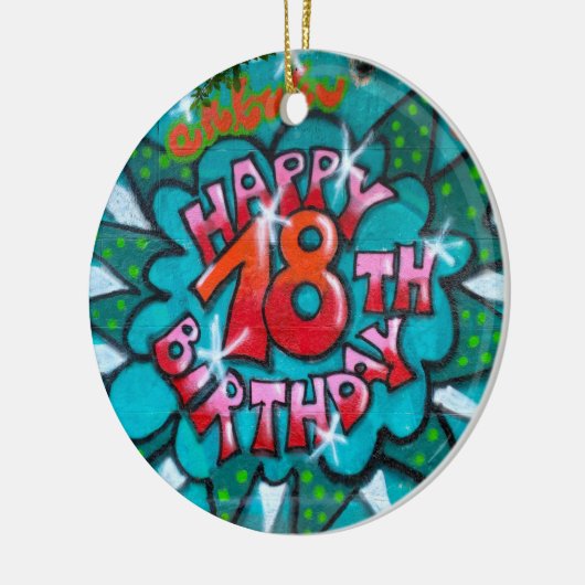 Happy 18th Birthday Graffiti Keramisch Ornament (Links)
