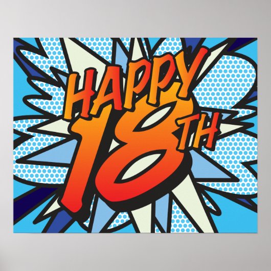 HAPPY 18th Comic Book Pop Art Poster (Voorkant)