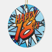 HAPPY 18th Fun Retro Comic Book Keramisch Ornament (Links)