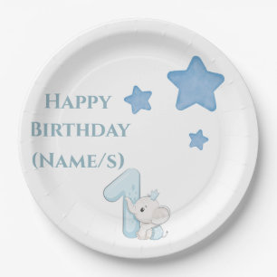 Happy 1st Birthday (aanpasbare tekst en naam) Papieren Bordje