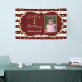 Happy 1st Birthday Banner Burgundy en Gold Photo (Beurs)