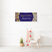Happy 1st Birthday Banner Navy Blue Gold Glitter (Insitu)