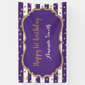Happy 1st Birthday Banner Paars en Gold Glitter (Verticaal)