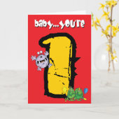 Happy 1st Birthday Kaart (Gele Bloem)