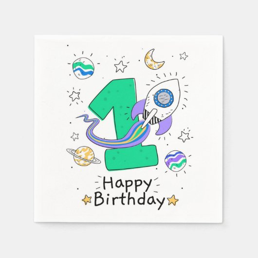 Happy 1st Birthday Servet (Voorkant)