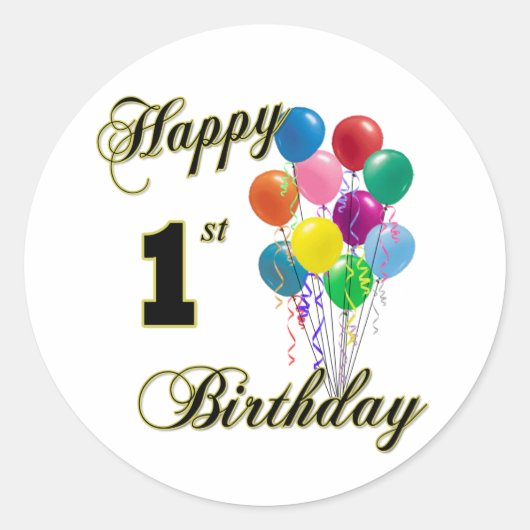 Happy 1st Birthday Sticker (Voorkant)