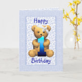Happy 1st Birthday Teddy Bear Kaart (Gele Bloem)