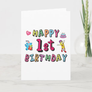 Happy 1st Birthday voor 1 jaar oude Kinder B-day w Kaart
