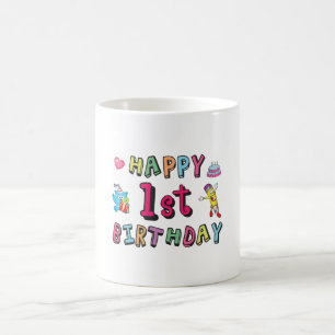 Happy 1st Birthday voor 1 jaar oude Kinder B-day w Koffiemok