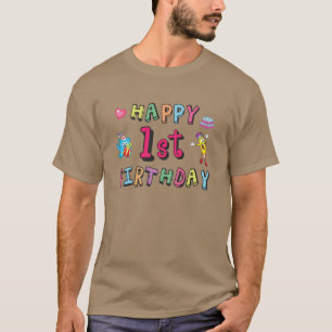Happy 1st Birthday voor 1 jaar oude Kinderen B-dag T-shirt