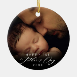 Happy 1st Elegant Script-foto Keramisch Ornament