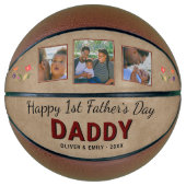 Happy 1st Father's Day Dad Keepomwille 3 Foto Basketbal (Voorkant)