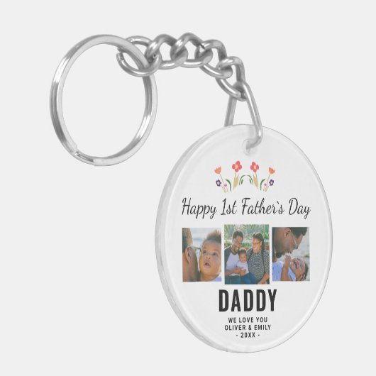 Happy 1st Father's Day Dad Keepomwille 3 Foto Sleutelhanger (Voorkant Links)