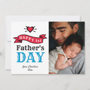 Happy 1st Fathers Day Moderne Typografie-fotokaart
