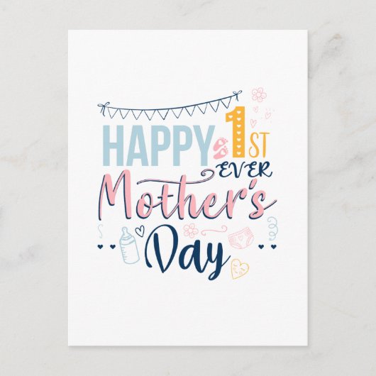Happy 1st Moederdag Cute New Mam Briefkaart (Voorkant)