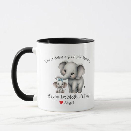 Happy 1st Moederdag Mama & baby Elephant Mok (Links)