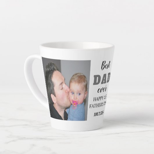 Happy 1st Vaderdag 20XX Beste vader ooit Latte Mok (Linkerhoek)