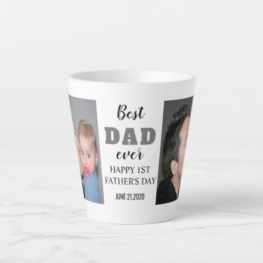 Happy 1st Vaderdag 20XX Beste vader ooit Latte Mok (Voorkant)