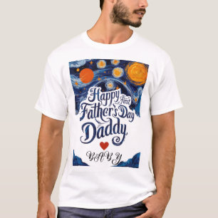Happy 1st Vaderdag, Daddy Heart / Aangepaste naam T-shirt