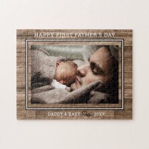 Happy 1st Vaderdag pa en Baby Photo Wood Legpuzzel