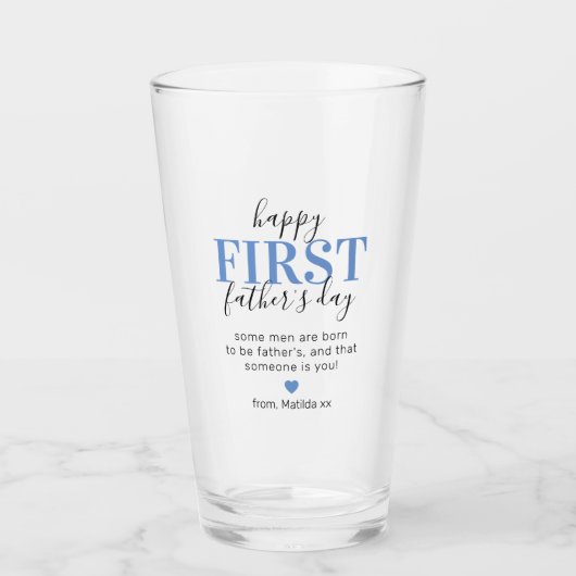 Happy 1st Vaderdag pap Glas (Voorkant)