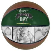 Happy 1st Vader's Day Bold Typografie Foto Green Basketbal (Voorkant)
