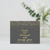 Happy 2024 - Gold Script & Confetti - Nieuwjaar Briefkaart (Staand voorkant)