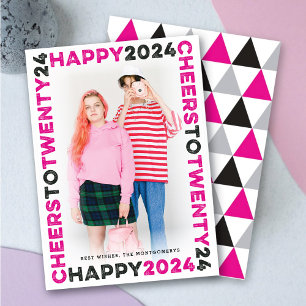 Happy 2025 blokkeert Lijst typografie Nieuwjaarsfo Feestdagenkaart