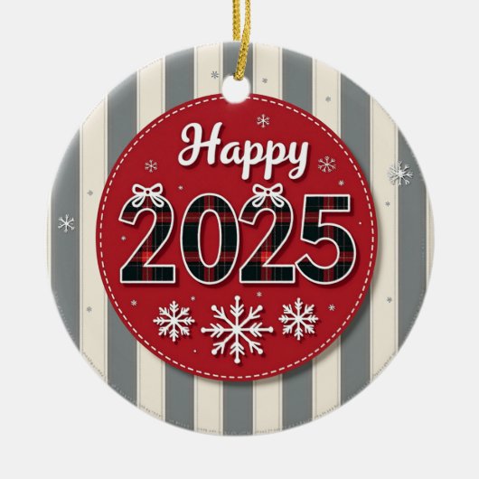 Happy 2025 Christmas Keramisch Ornament (Voorkant)