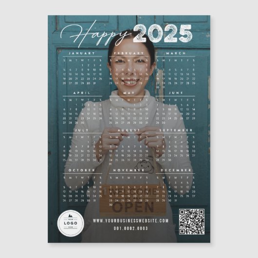 Happy 2025 Kalender Nieuwjaar Foto Magnetische Kaa (Voorkant)