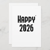 Happy 2026 - minimalistic typography card feestdagenkaart (Voorkant / Achterkant)