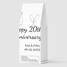 Happy 20th anniversary champagne bottle glass name