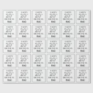 HAPPY 20TH BIRTHDAY; Art Deco Style; aangepaste na Cadeaupapier