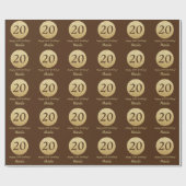 Happy 20th Birthday Brown and Gold Glitter Cadeaupapier (Vlak)