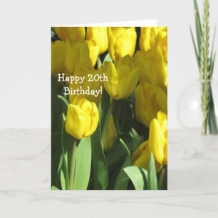 Happy 20th Birthday Gele Tulp wenskaart Kaart