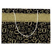 Happy 20th Birthday Number Pattern Black en Gold Groot Cadeauzakje (Achterkant)