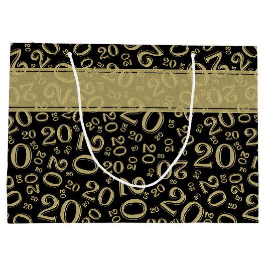 Happy 20th Birthday Number Pattern Black en Gold Groot Cadeauzakje (Achterkant)
