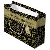 Happy 20th Birthday Number Pattern Black en Gold Groot Cadeauzakje (Voorkant Gekanteld)