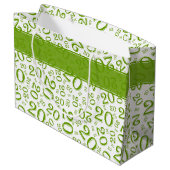 Happy 20th Birthday Number Pattern Green/White Groot Cadeauzakje (Achterkant Gekanteld)