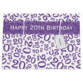 Happy 20th Birthday Paars Random Number Pattern Groot Cadeauzakje (Voorkant)