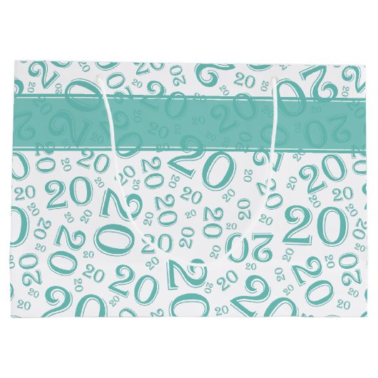 Happy 20th Birthday Random Number Pattern Blauwgro Groot Cadeauzakje (Achterkant)